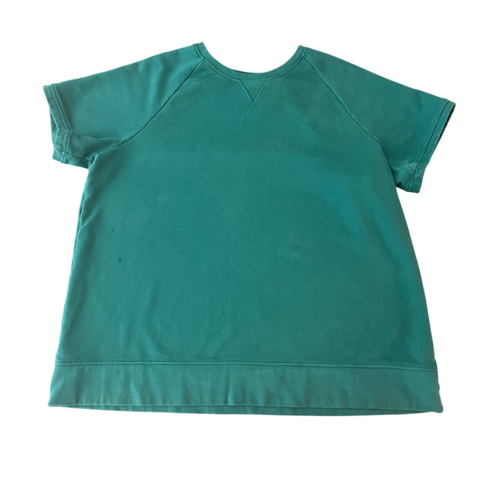 Lands End Serious Sweats Short Sleeve Sweatshirt Teal Green 1X 16W-18W (1074)